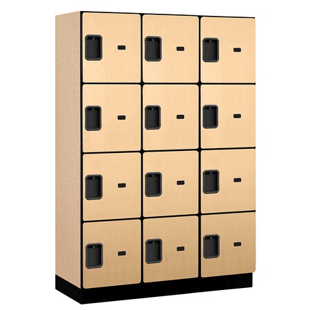 Salsbury Industries 4 Tier Designer Locker, 54"Wx76"Hx18"D, 12 Door, Maple 18-24368MAP